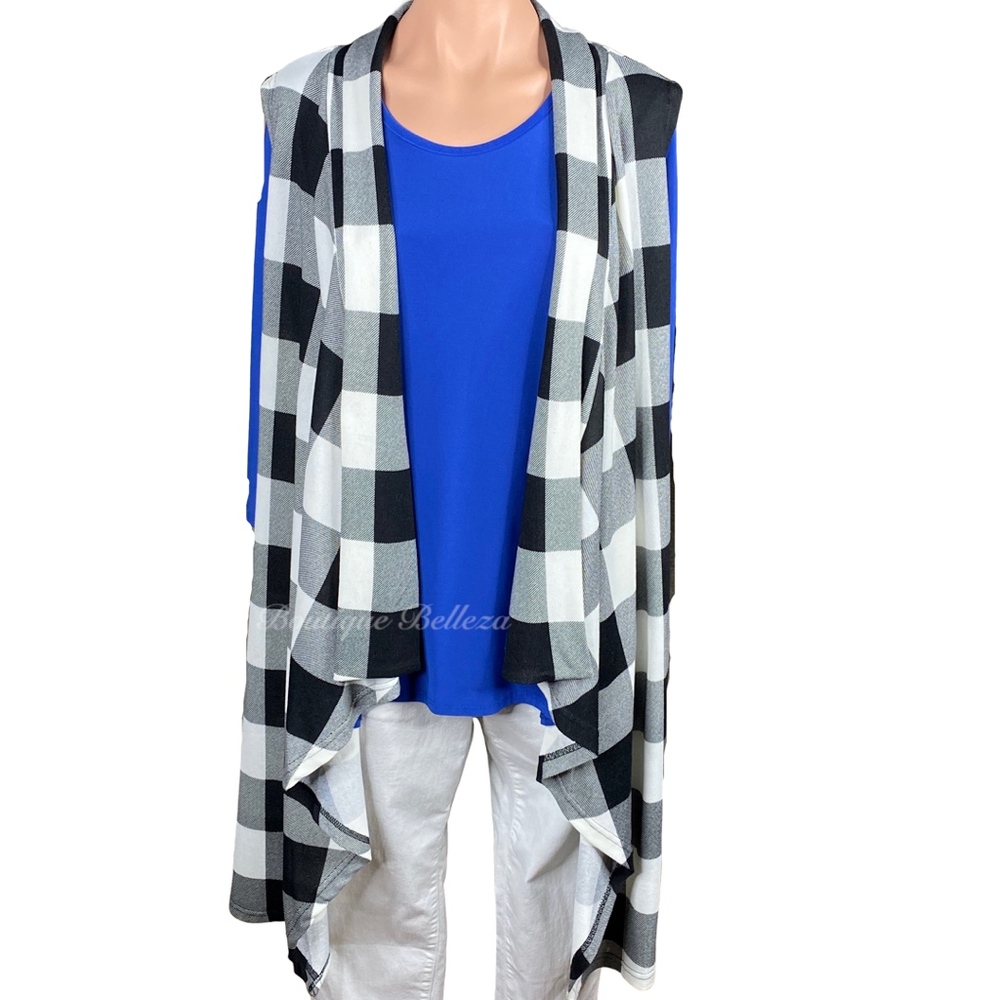 Black and White Buffalo Print Longline Vest - Picture 2 of 8